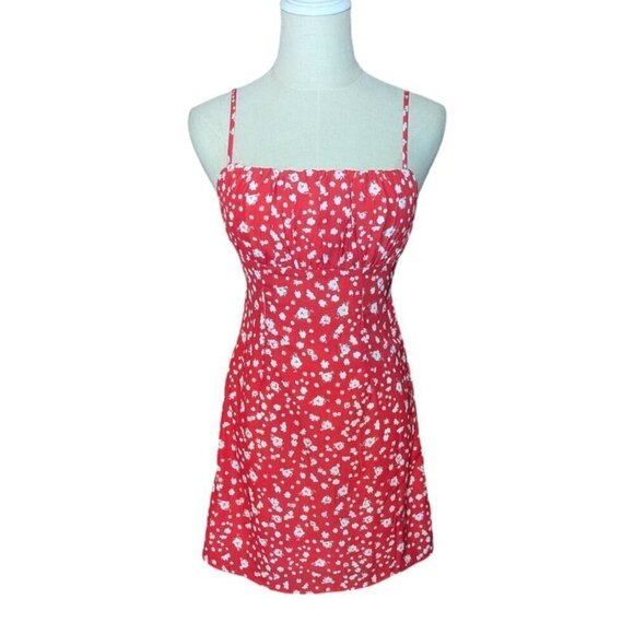 Princess Polly Mini Red Floral Dress 2 - Picture 2 of 7